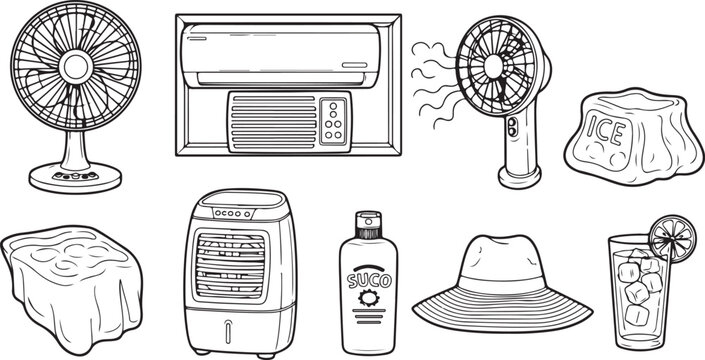 Collection of vintage and retro home appliances and tools vector illustration Vector
