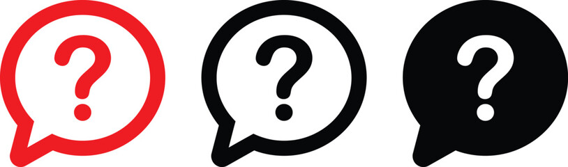 Set of question mark icons in speech bubbles © The Saki