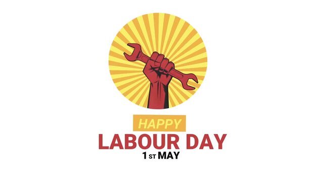 Happy Labour Day 1st May Animated Banner 
