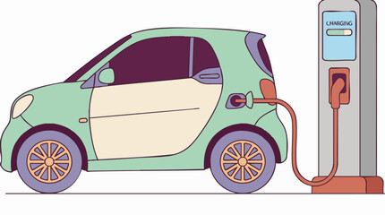Electric car charging at a public station, eco-friendly transportation concept © ColorAsia