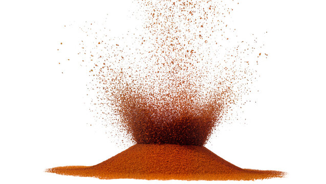 Explosion of fine brown powder, isolated on transparent background