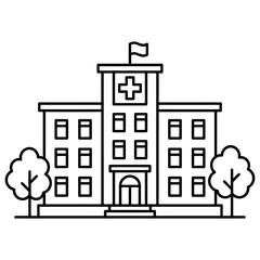 Fototapeta premium Medical Center Building Featuring Emergency Cross Entrance Design