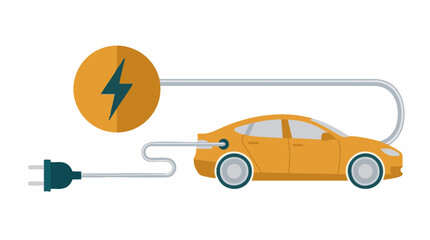 Electric car charging concept illustration with plug and power symbol © ColorAsia
