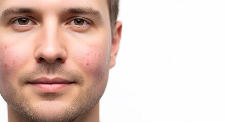 Obraz premium Close up portrait of a man with neutral expression and focused gaze