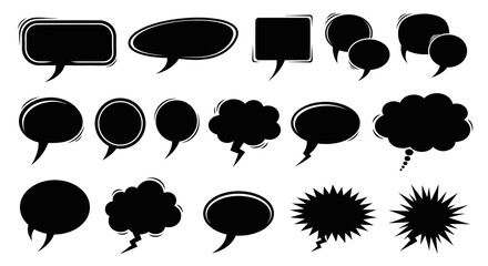 Versatile Collection of Black Speech Bubbles and Thought Clouds for Comic Art, Dialogue, and Communication Design © HUANG