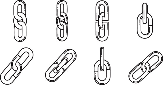 Black and white vector set of human ear outline icons isolated Vector