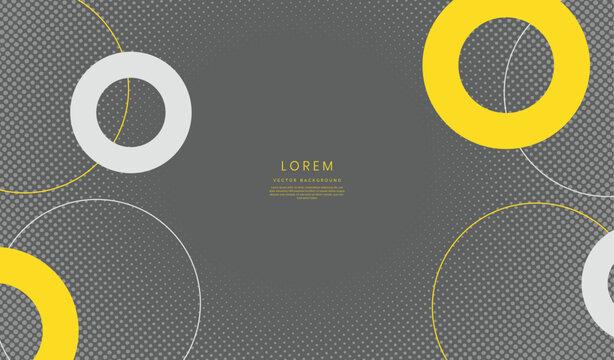 Abstract Gray Geometric Background with Yellow and White Circles