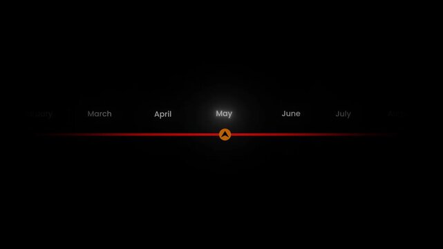 month calendar scrolling text animation yearly timeline on transparent background Documentary Lower Third Date Indicator | Clean Modern Calendar Timeline UI
