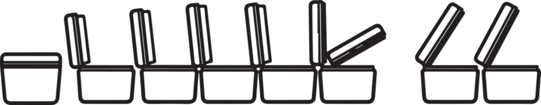 Black vintage suitcase with open latches and stacked on ground Vector