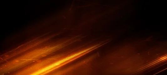 Fotobehang Kunst Dynamic abstract background with diagonal fiery orange light streaks, dark background, textured surface, energetic and dramatic visual effect, motion blur, cinematic feel.  © Nusrat