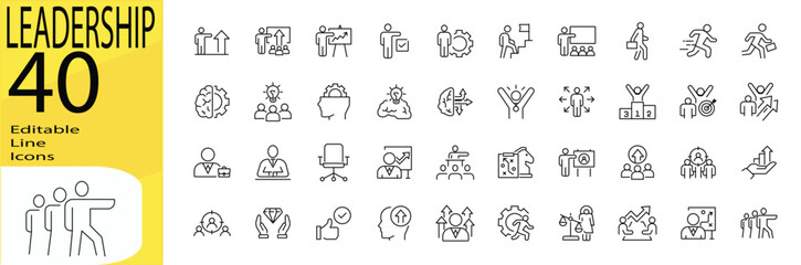 Fototapeta premium Leadership icon set. Editable stroke.