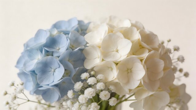 Blue and white hydrangea bouquet