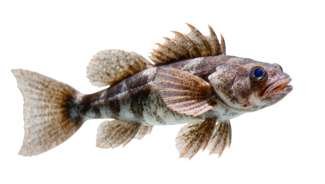 Brown mottled Sculpin Fish with Spiny Fins and Blue Eye