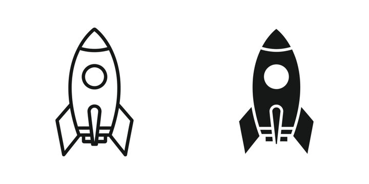 Simple rocket icon with outline and filled design for space or science themes