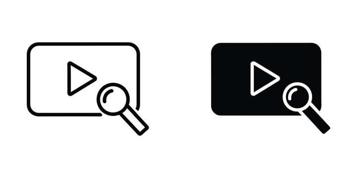 Video player icon with magnifying glass for search or analysis