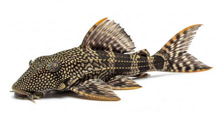 Obraz premium The Exotic Pleco Fish (Sweeper Fish) With Spotted Patterns And Colorful Fins
