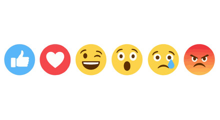 Naklejka premium A collection of universally recognized emoji icons, illustrating a range of emotions and reactions from approval to anger