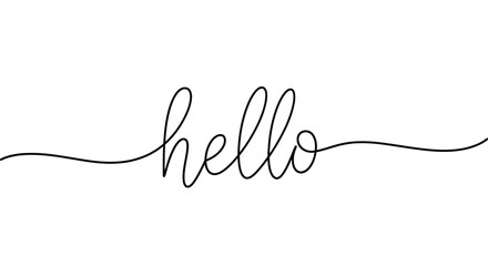 Minimalist cursive hello text continuous line drawing for greeting cards © Line Lab