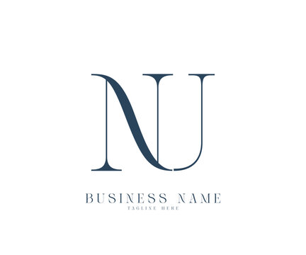 Initial letters NU logo design vector
