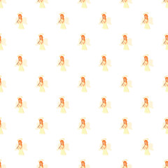 Fototapeta premium Angel figures with halos and wings creating a festive, continuous background