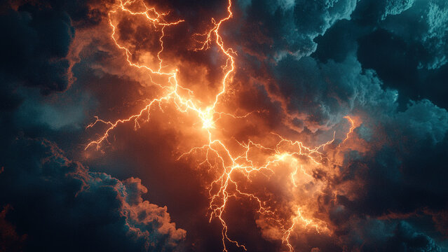 lightning fire cloud explosion background, bomb, thunder