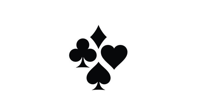 Playing card suits silhouette on a white background