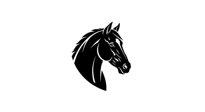 Elegant Black Horse Head Silhouette Emblematic of Power and Grace.