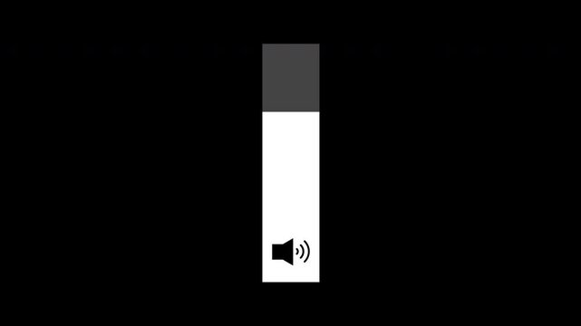 Speaker volume down and up animation, sound volume controller down to up on transparent background.