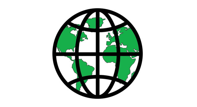 Green Globe Earth Map Icon.