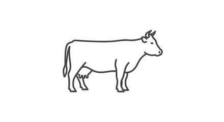 Fototapeta premium Minimalist Line Art Illustration of a Dairy Cow Standing Side Profile.