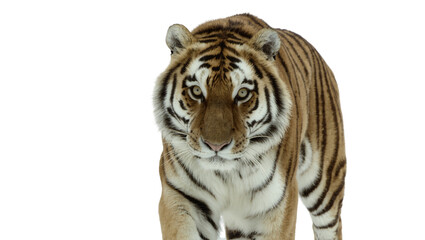Obraz premium Striped Bengal Tiger Portrait Facing Forward with Intense Gaze