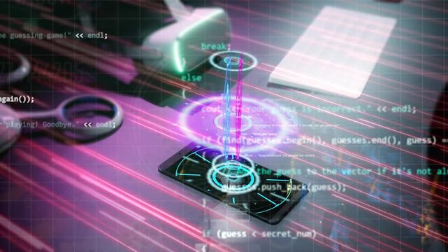 High technology security video animation. Ai danger for phone and other electronic devices