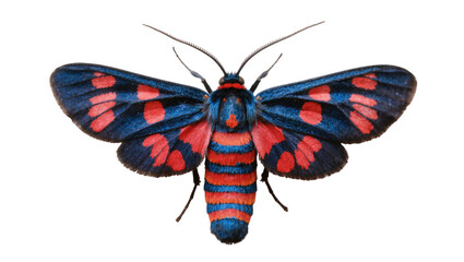 Red-spotted Moth with Blue Stripes and Fuzzy Body © Andrei