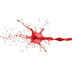Fototapeta premium Red liquid splash with droplets isolated on a transparent background