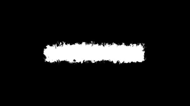 Animated white ink brush stroke reveal transition on black background