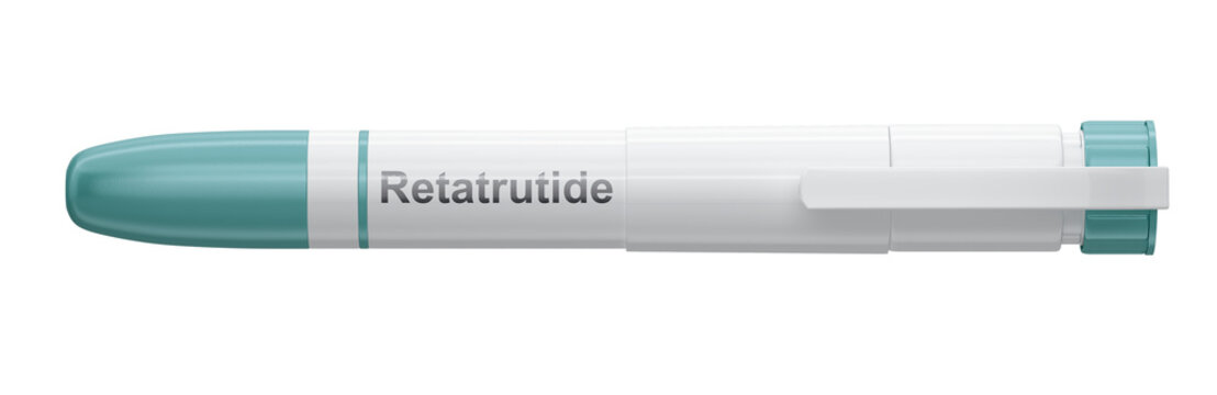 Retatrutide Injection Pen: GLP-1/GIP/Glucagon receptor agonist delivery system in clinical antidiabetic pharmacotherapy. Isolated pharmaceutical device. Subcutaneous delivery system, obesity research