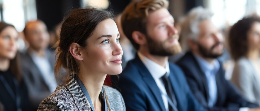 Business professionals attending HR seminar on workplace ethics