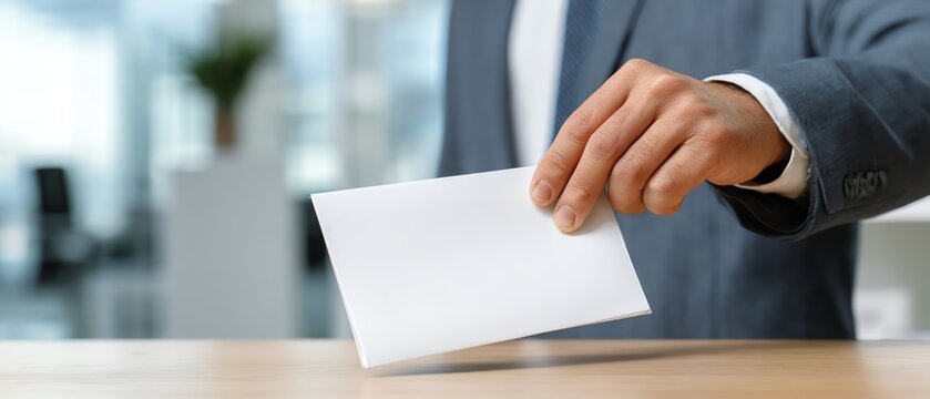 Employee submitting resignation letter to HR department