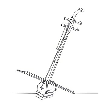 Traditional chinese erhu musical instrument in detailed sketch form Vector