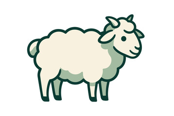 Obraz premium Eid al Adha Sheep Vector Illustration, Cute Lamb Character for Qurban Festival, Minimalist Flat Animal Design with Clean Outline