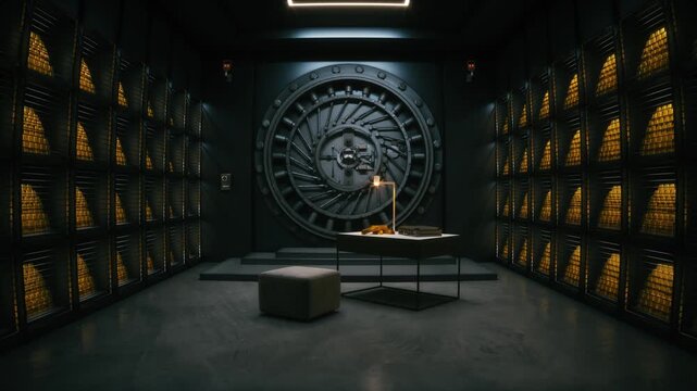 Secure Bank Vault with Gold Reserves &ndash; High Security Storage Room Interior