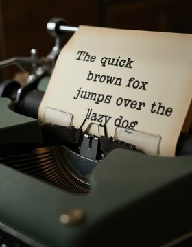Vintage Typewriter with Sample Text on Paper Roll
