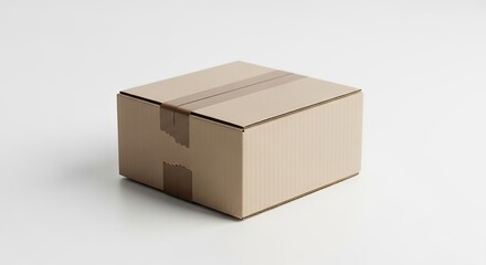 Fototapeta premium Cardboard Box Delivery, Online Shopping, Home Office, Product Packaging, Minimalist Viewpoint