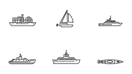Fleet of Vessels in Monochrome: A collection of diverse vessels, rendered in a striking monochrome palette, navigate the sea of artistic interpretation, presenting a study in nautical diversity. © mstmahmuda