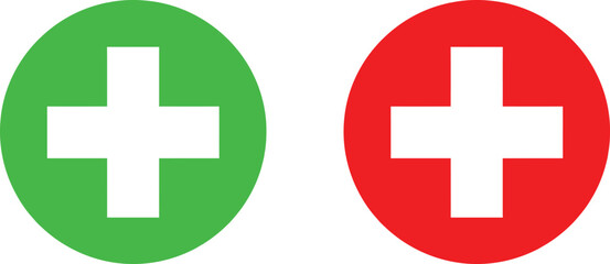 Fototapeta premium Green and red plus icons Vector