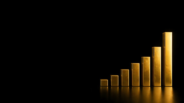 Golden Bar Chart Growth Business Copy Space Concept  