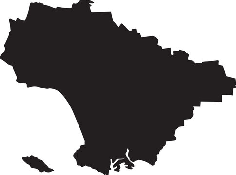 Black silhouette map of los angeles county california