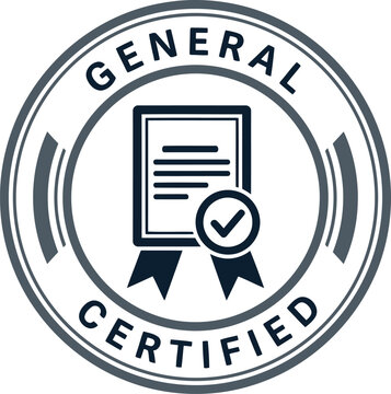 General Certified Seal Badge Vector Emblem for Official Document Approval and Certification