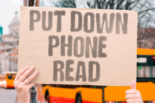 "Put Down Phone Read" research confirms reduced screen use measurably increases reading and knowledge retention. BOOKS. REAL. SCREEN. MODERN. LEARN.
