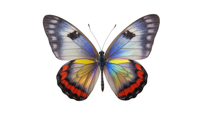 Colorful Blue Turquoise Butterfly with Red and Yellow Wing Details © Marigold